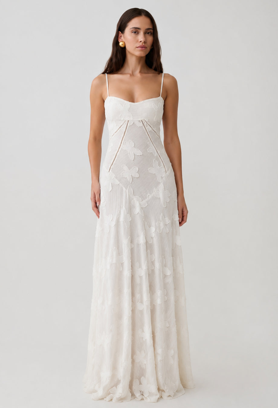house of cb white lace dress Seren Vintage Floral Lace Back Maxi Dress in Ivory