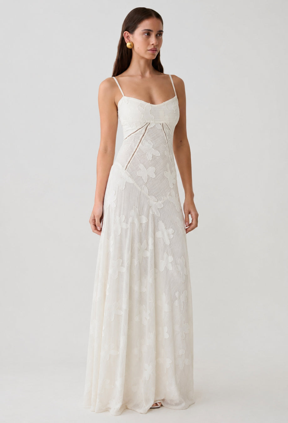 Seren Vintage Floral Lace Back Maxi Dress in Ivory, house of cb white dress, house of cb wedding dress