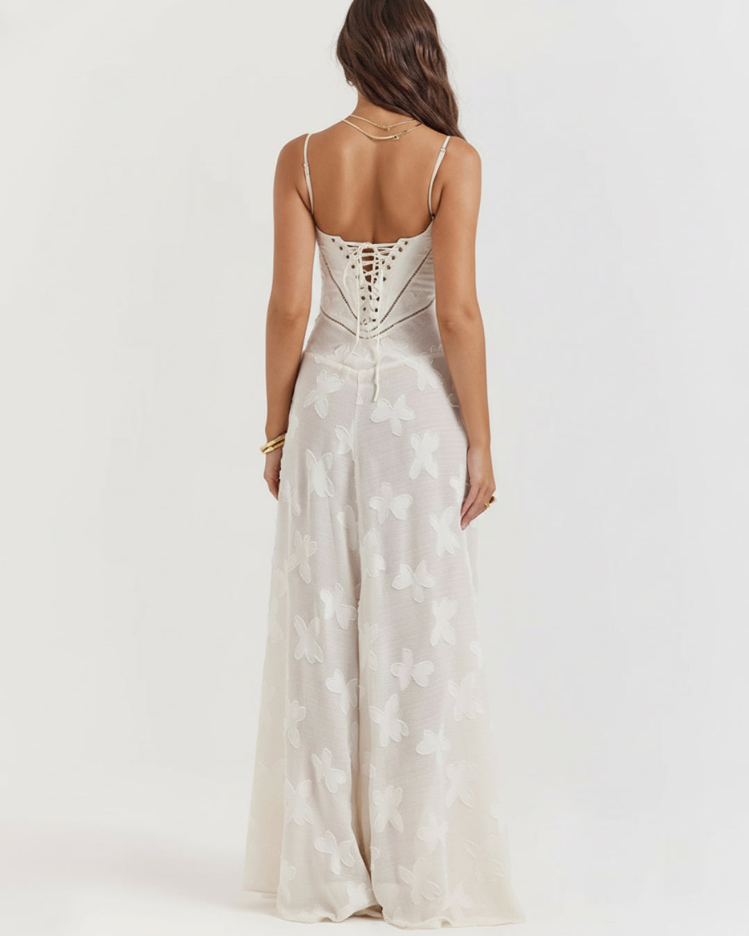 Seren Vintage Floral Lace Back Maxi Dress in Ivory, house of cb white dress, house of cb wedding dress