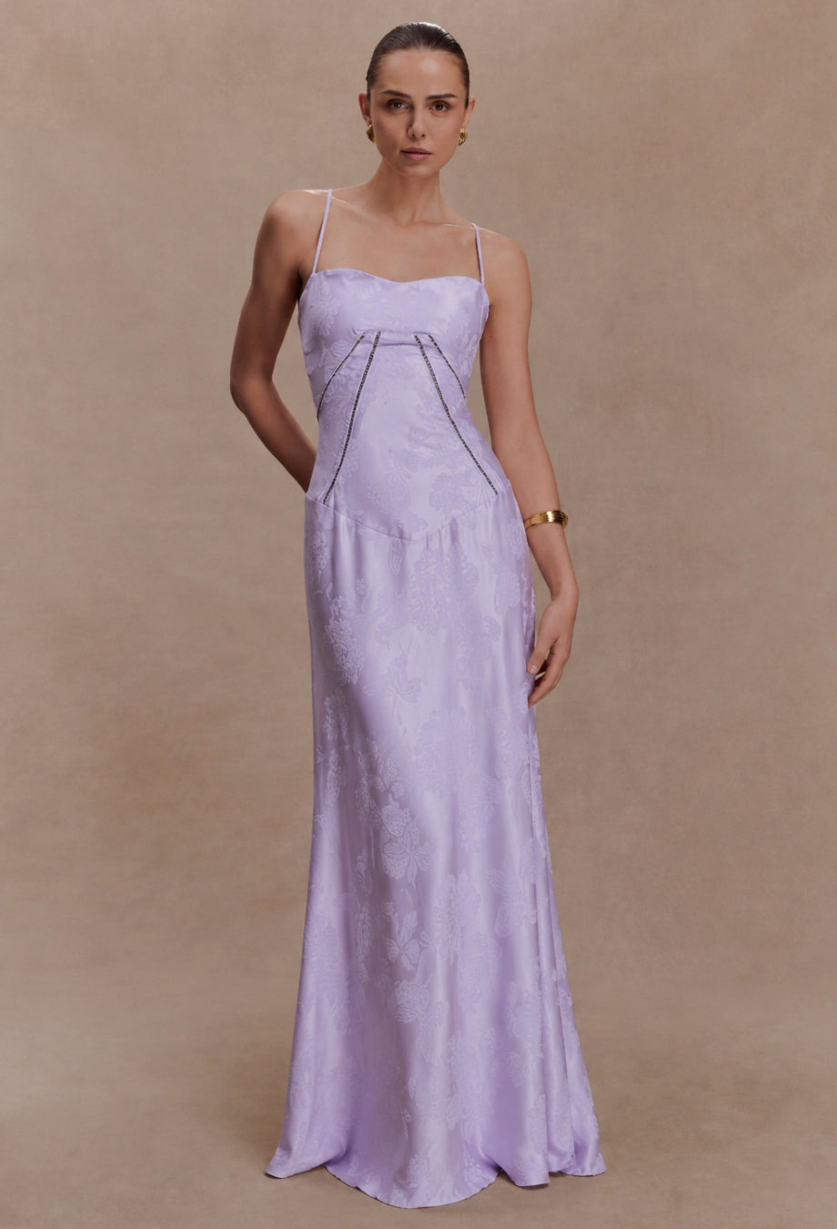 Seren Vintage Floral Lace Back Maxi Dress in Pastel Purple, purple maxi dress​, pastel maxi dress​