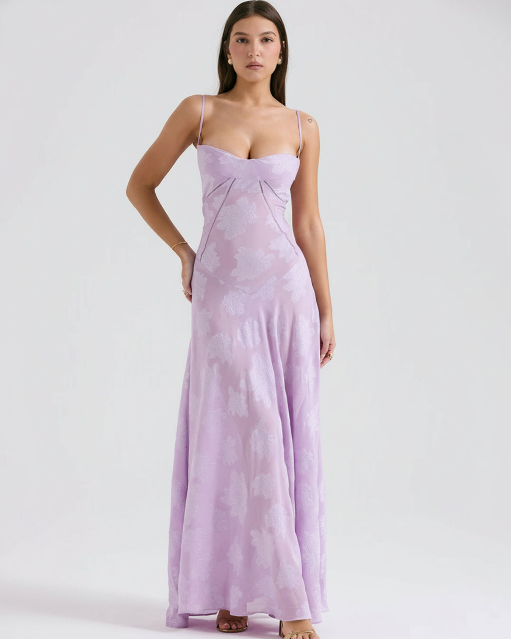 Seren Vintage Floral Lace Back Maxi Dress in Pastel Purple, maxi maxi dress, maxi dress dress