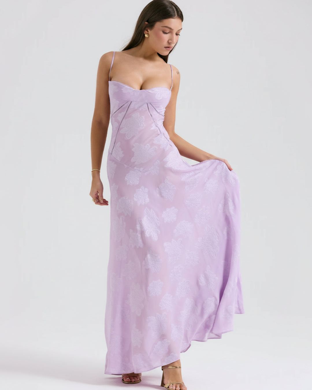 Seren Vintage Floral Lace Back Maxi Dress in Pastel Purple, maxi maxi dress, maxi dress dress