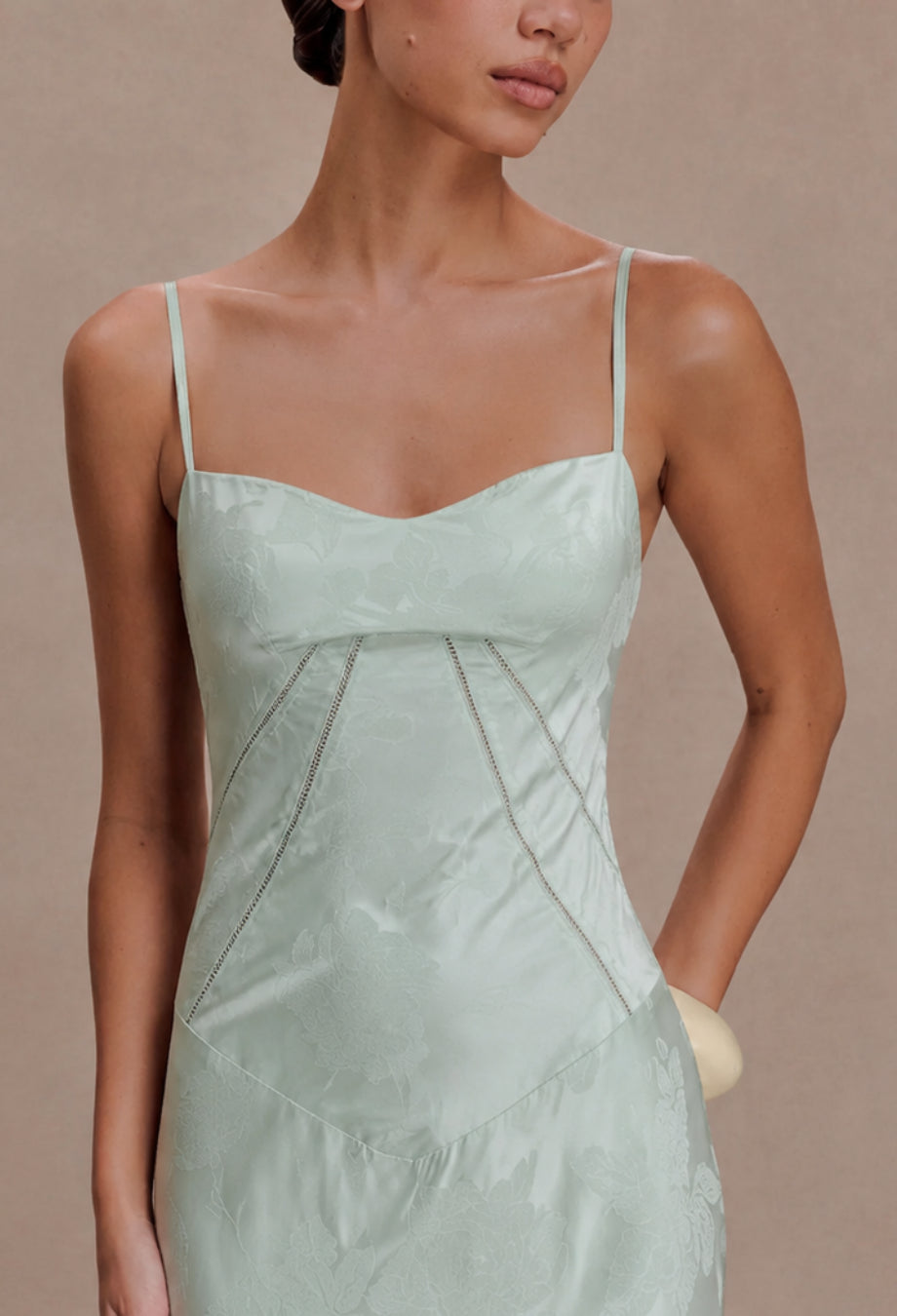 Seren Vintage Floral Lace Back Maxi Dress in Pistachio Green, bridal cocktail dress​, cocktail dress canada​