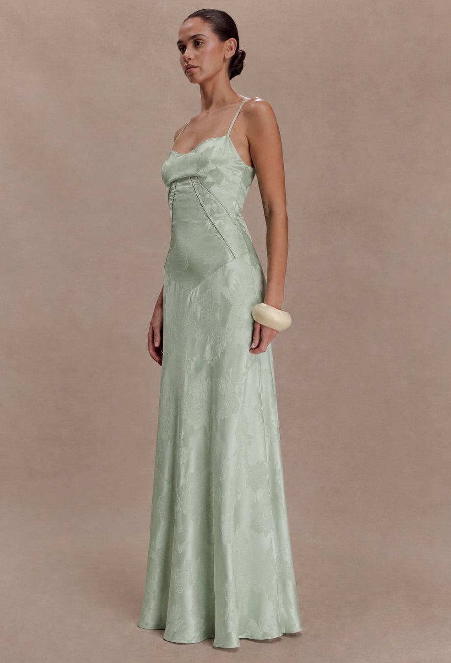 Seren Vintage Floral Lace Back Maxi Dress in Pistachio Green, green floral maxi dress, maxi green dress​