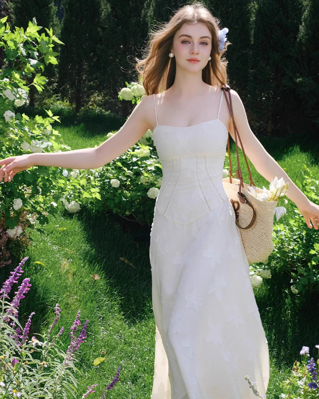 Seren Vintage Floral Lace Back Midi Dress in Ivory, vintage style wedding dress, house of cb seren dress