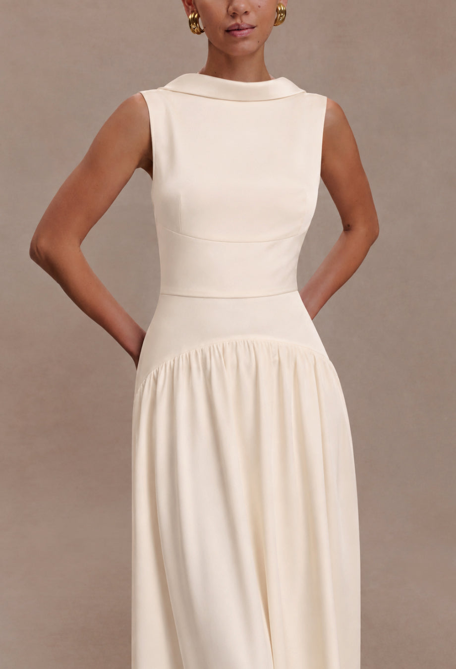 Shayla Vintage Cream Midi Dress, cream colored midi dress​, simple wedding dress for civil ceremony​