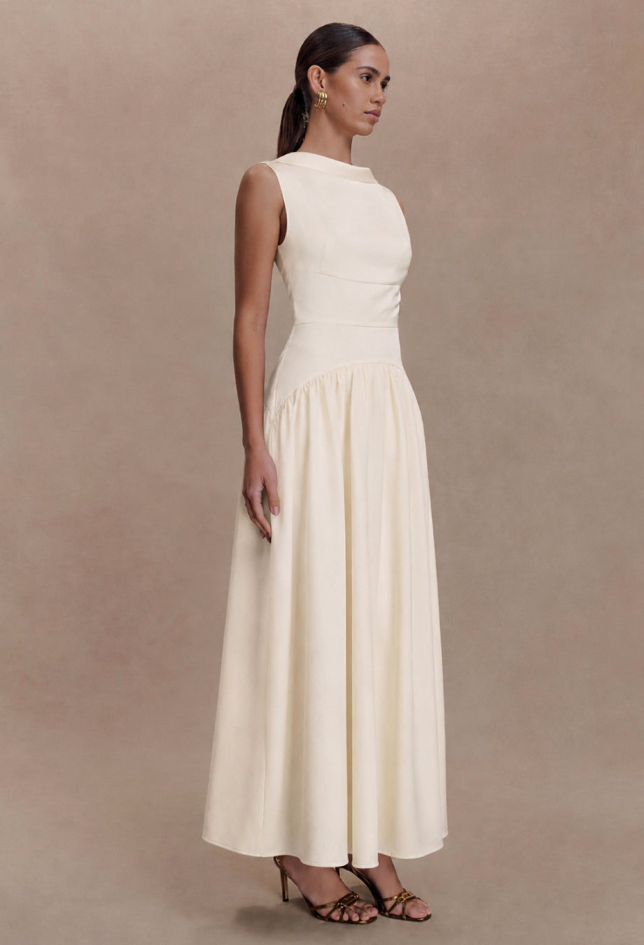Shayla Vintage Cream Midi Dress, cream colored midi dress​, simple wedding dress for civil ceremony​