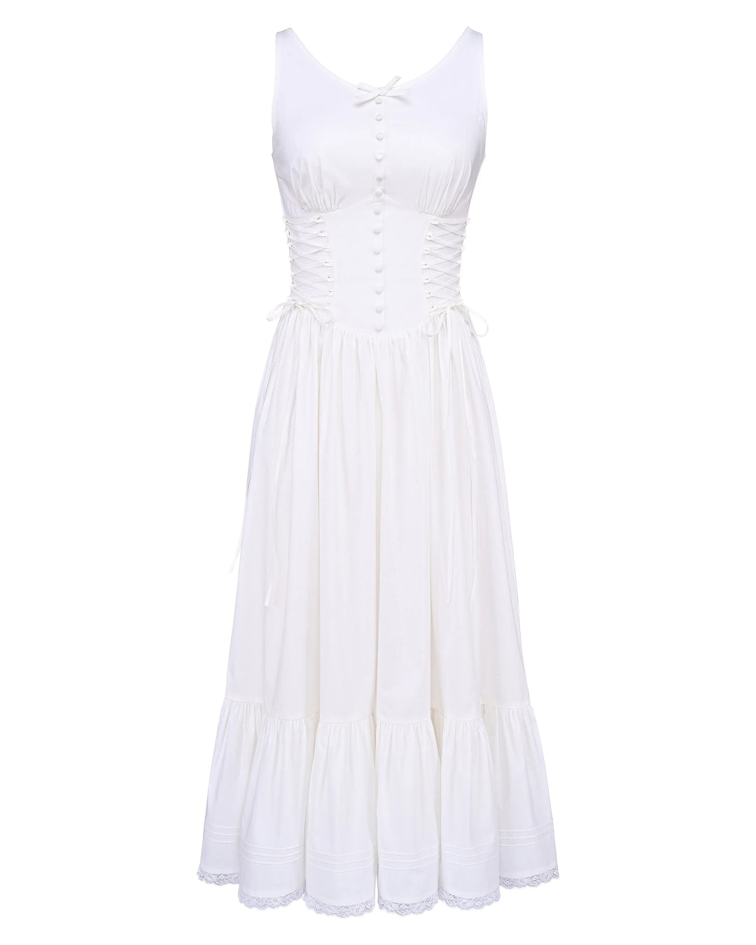 Sienna Ivory Cotton Midi Dress, white summer dress, dress summer cotton​, summer dress for women