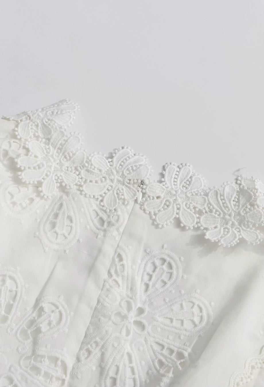 Simona White Long-Sleeve 3D Floral Embroidered Mini Dress, graduation white mini dress​, white mini dress for graduation​