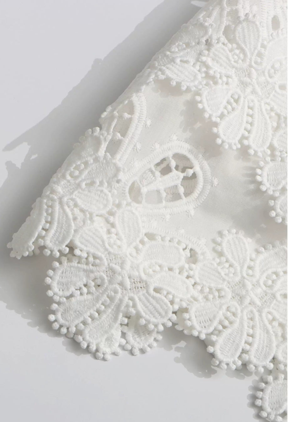 Simona White Long-Sleeve 3D Floral Embroidered Mini Dress, mini white dress long sleeves, long sleeve white mini dress bridal​