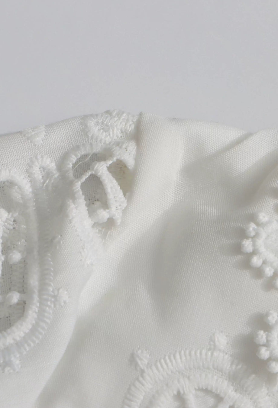 Simona White Long-Sleeve 3D Floral Embroidered Mini Dress, long sleeve mini dress white, white long sleeve mini dress
