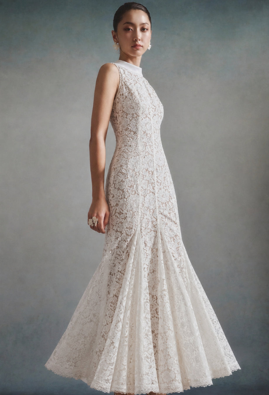 Sloane White Floral Lace Midi Dress, white lace bridal shower dress​, lace bridal shower dress​