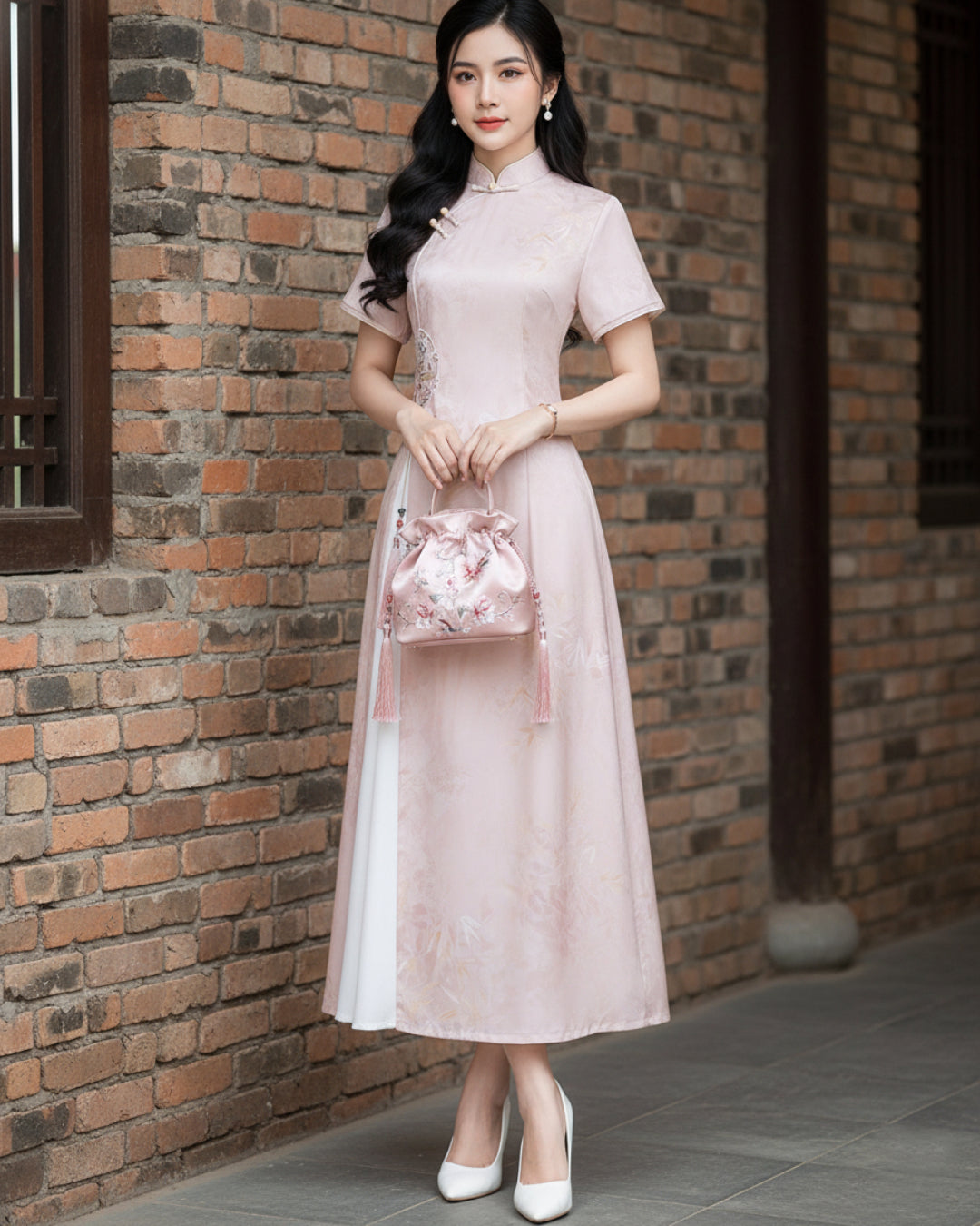 Sophia Modernized Pink Áo Dài Dress