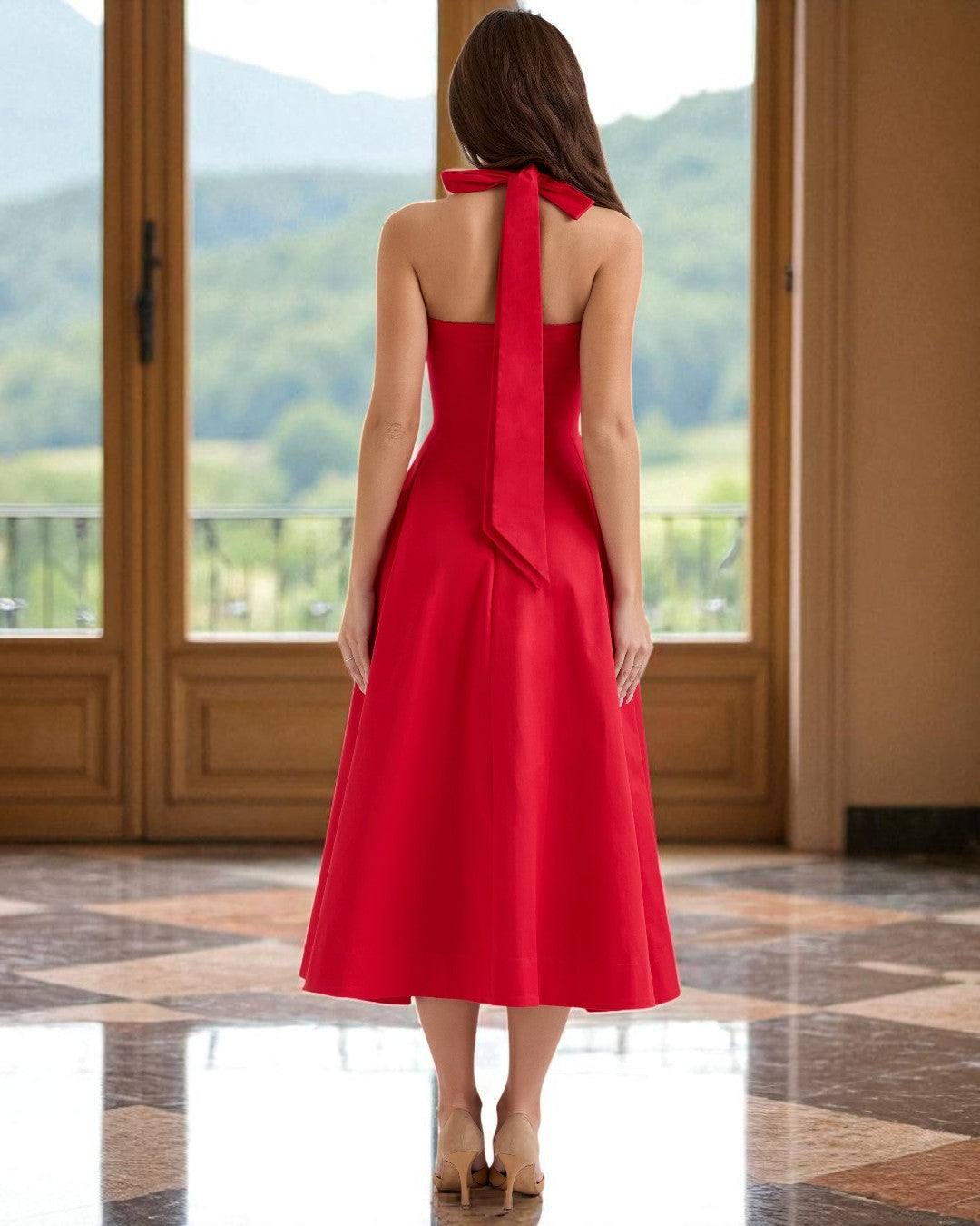 Stella Midi Dress - Red