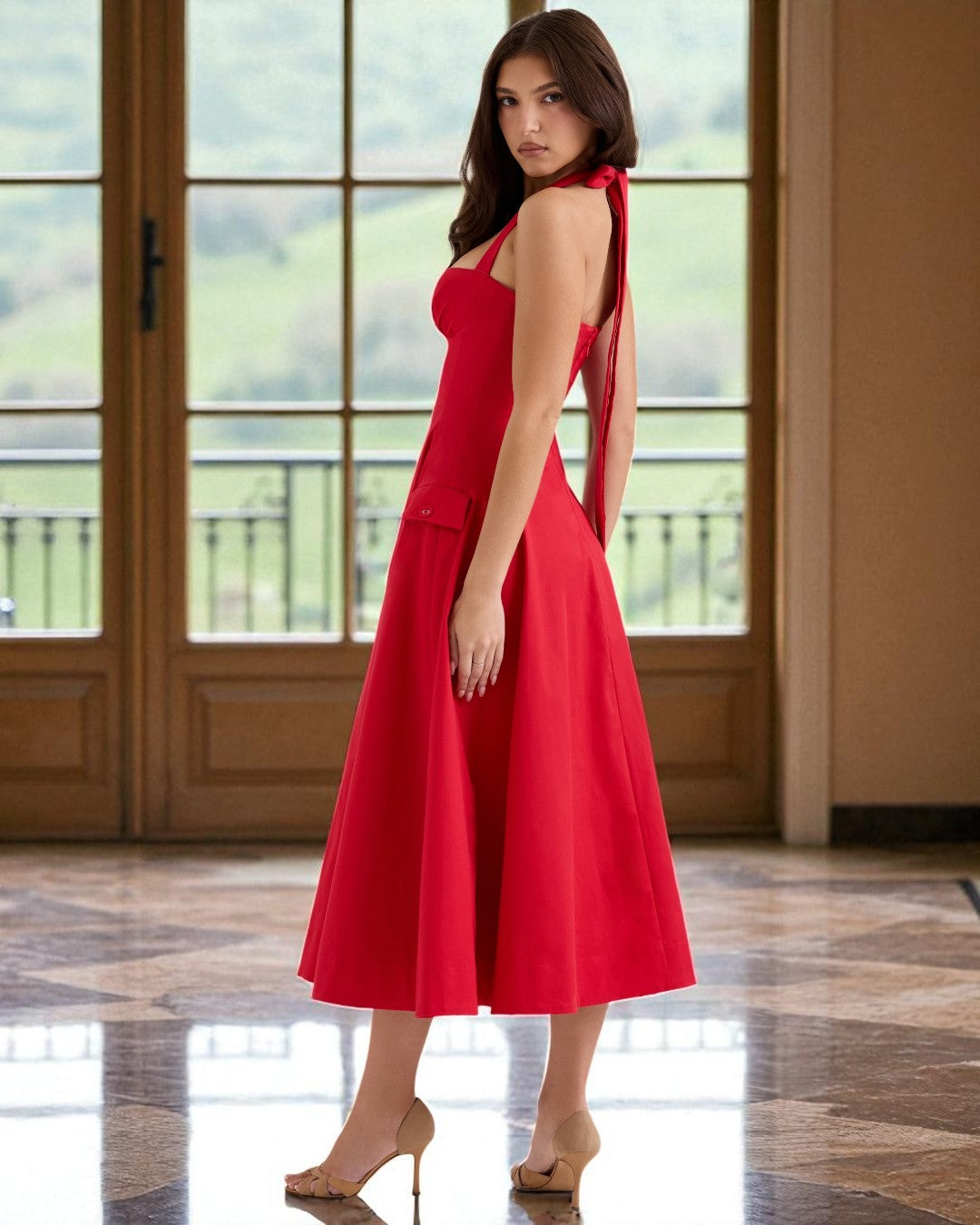 Stella Midi Dress - Red