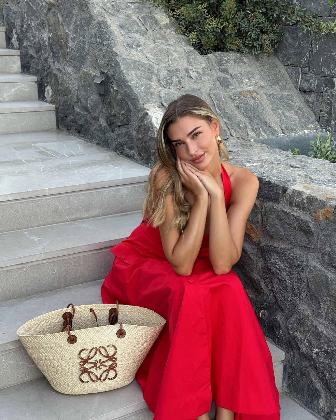 Stella Midi Dress - Red