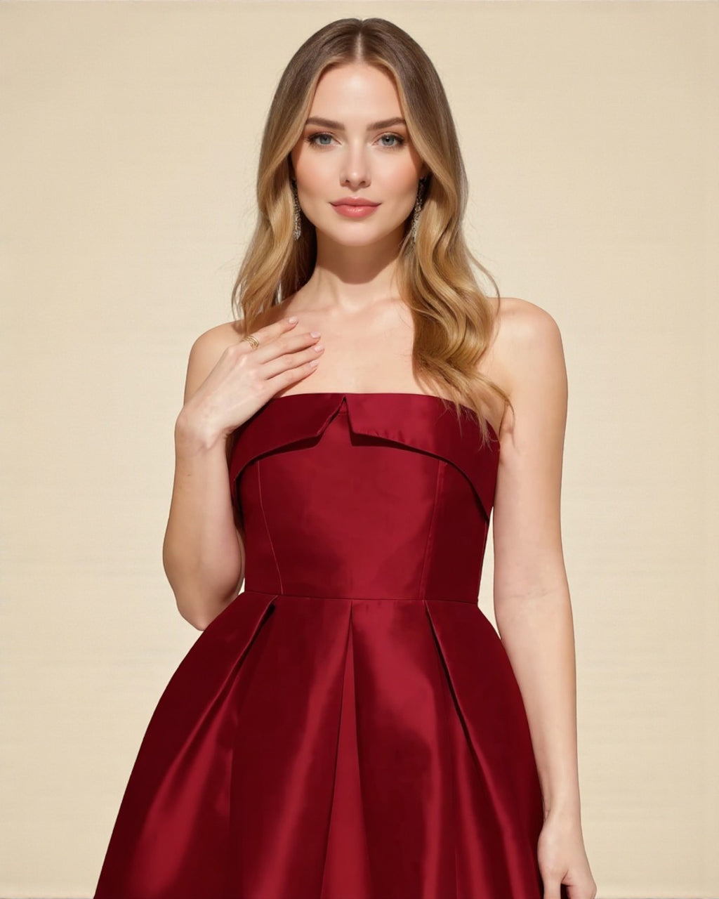 Strapless Midi Dress - Burgundy