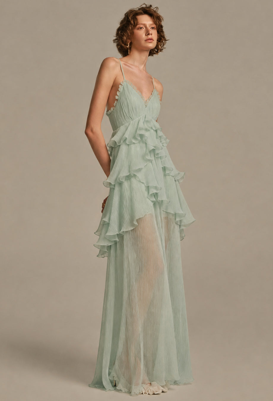 Veronique Mint Tiered Ruffle Maxi Dress for Wedding Guests, tiered ruffle maxi dress, Tiered ruffle maxi dress wedding guest