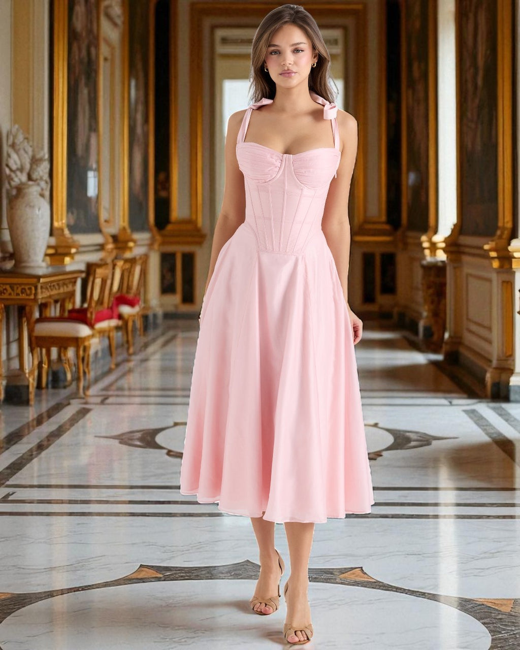 Victoria Midi Dress - Pink