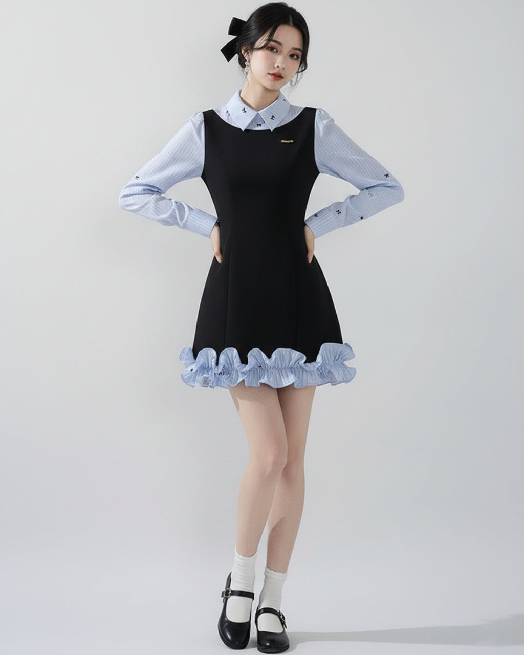 Vivien Mini Dress in Midnight Blue, Long Sleeve Cute Dress for Teens, cute cute dresses​, cute dresses​