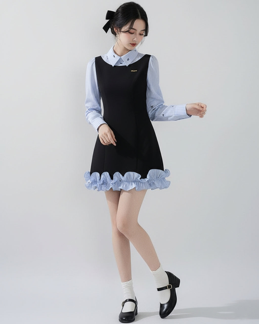 Vivien Mini Dress in Midnight Blue, Long Sleeve Cute Dress for Teens, cute cute dresses​, cute dresses​