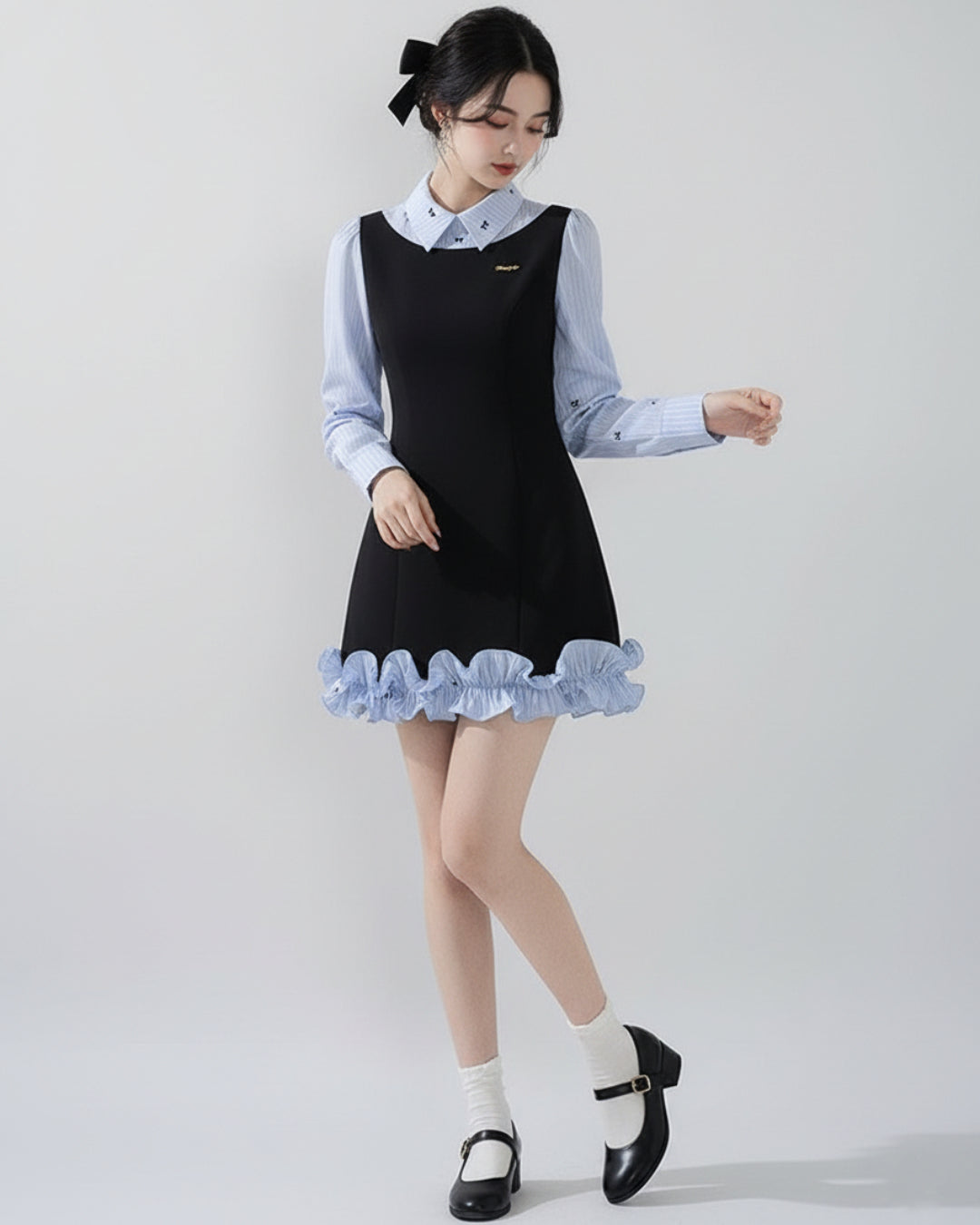 Vivien Mini Dress in Midnight Blue, Long Sleeve Cute Dress for Teens, cute cute dresses​, cute dresses​