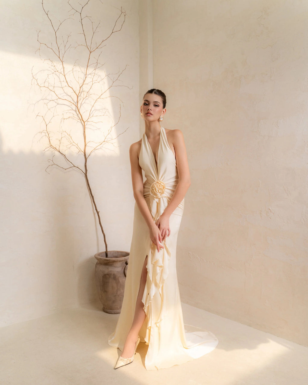 Vixen Maxi Dress in Ivory, Satin Luxury Evening Gown, white satin dress​, satin wedding dress, aritzia satin dress, bridesmaid dress