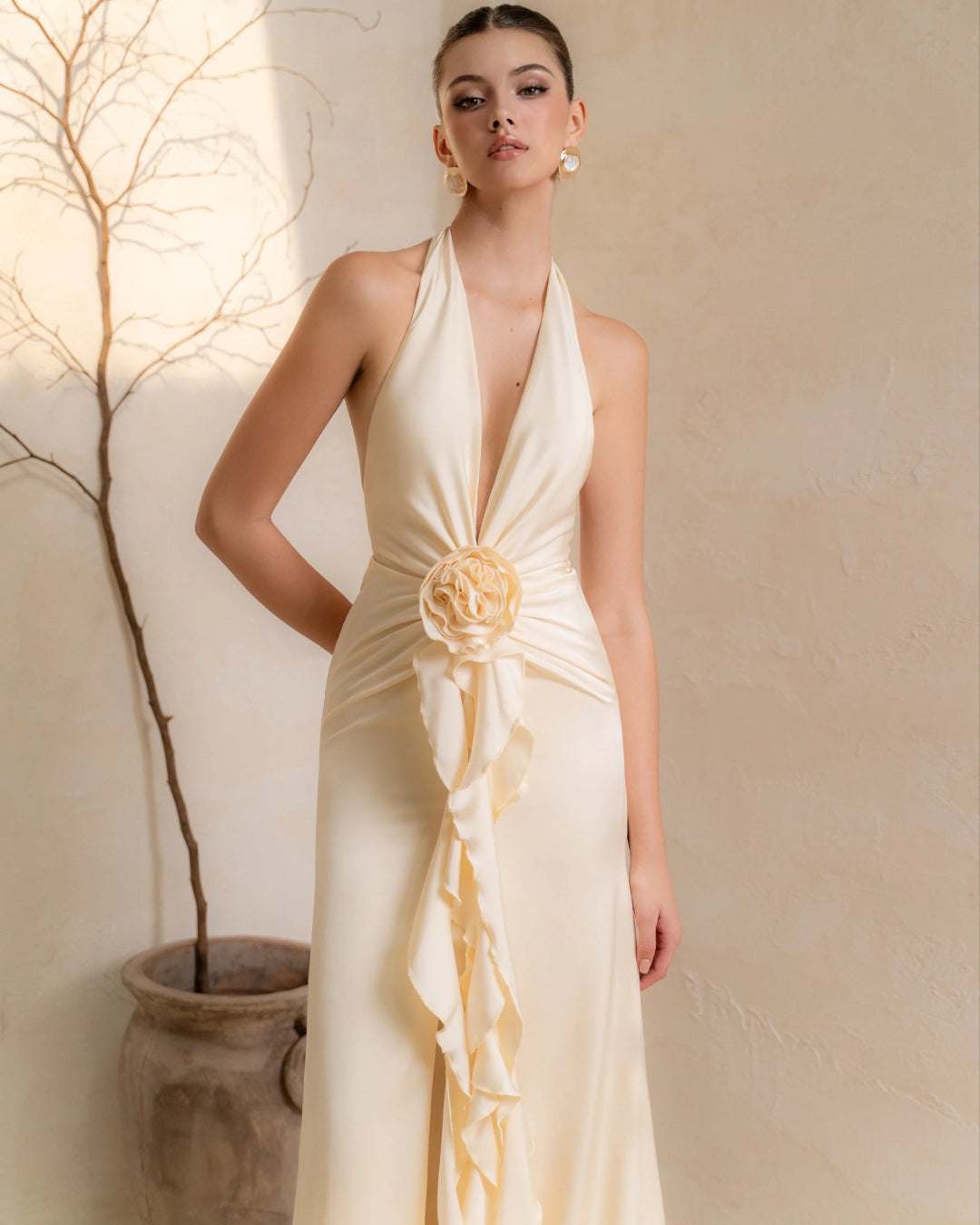 Vixen Maxi Dress in Ivory, zara satin dress​, satin bridal dress