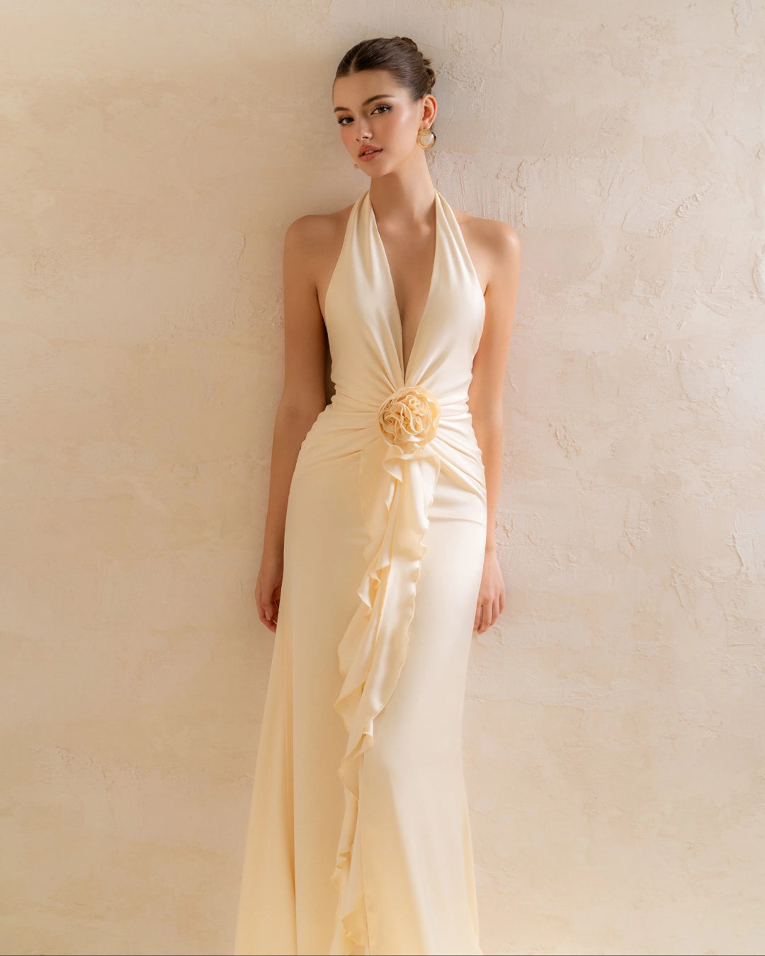 Vixen Maxi Dress in Ivory, zara satin dress​