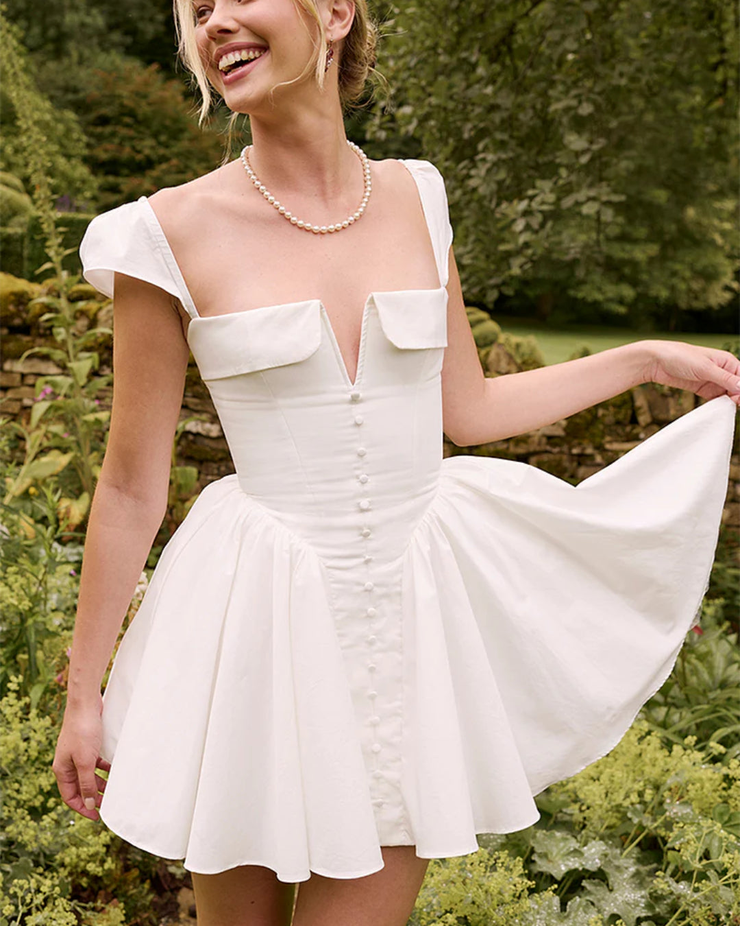 White Fit and Flare Mini Dress - Summer Dress | Déesse Blanche Fashion L