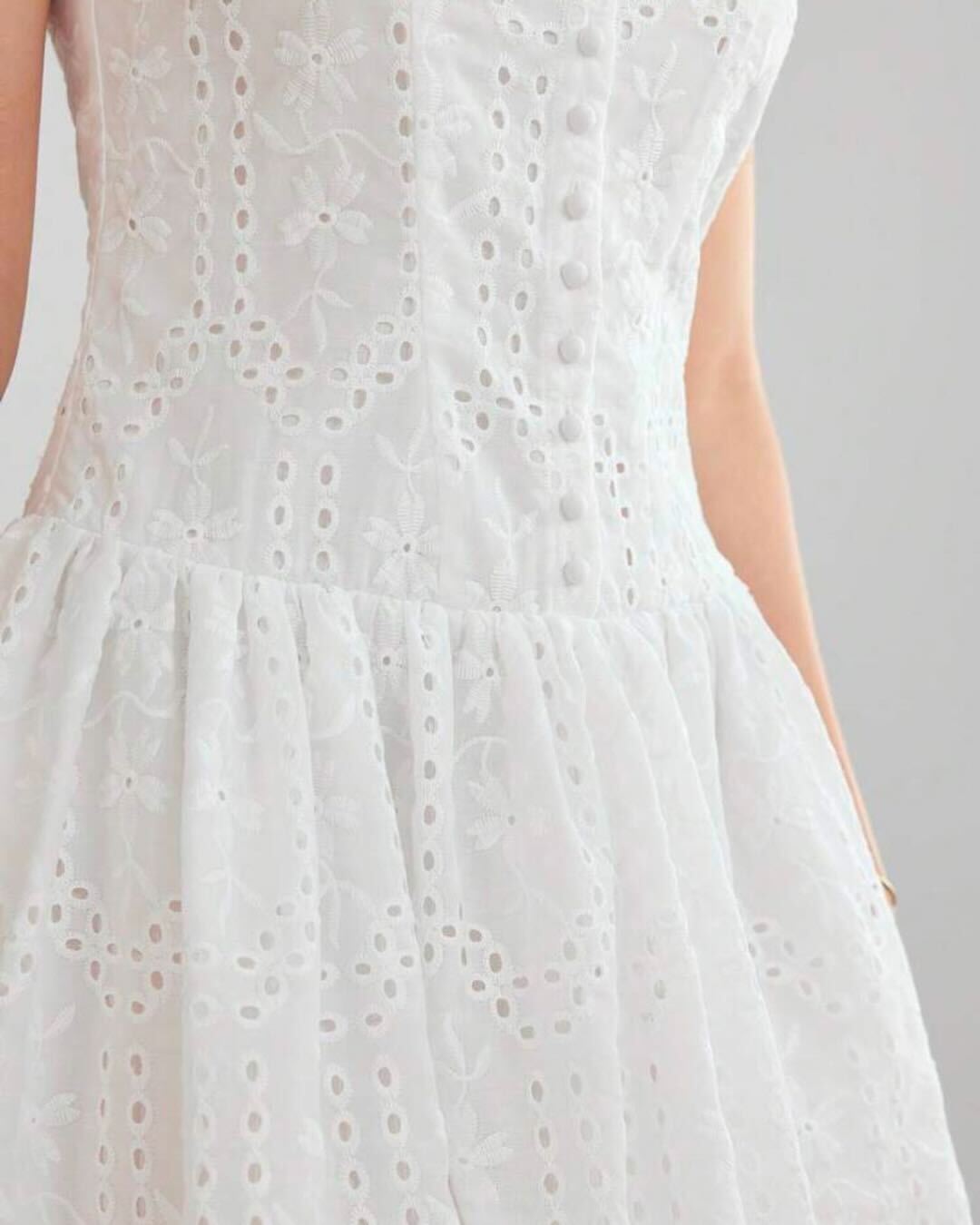 White Floral Embroidered Mini Dress