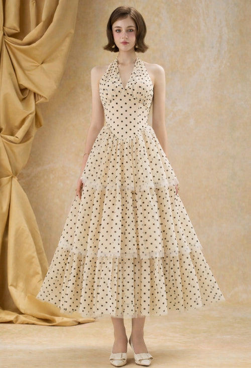 Polka Dot Halter-Neck Dress
