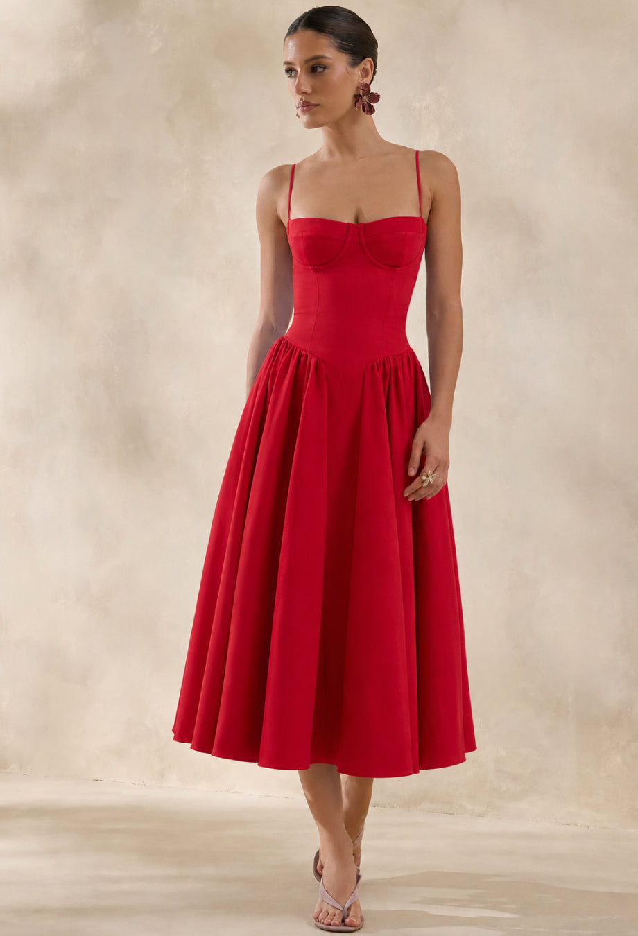Seraphina Red Midi Dress Formal, midi red dress, womens red midi dress​