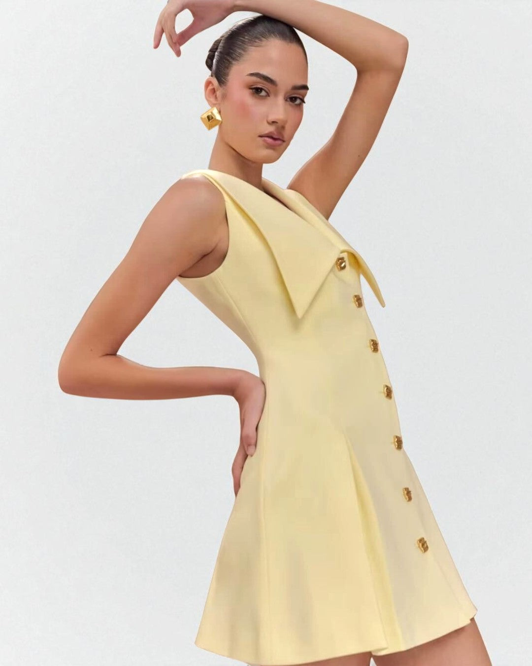 Yellow Cinched A-Line Mini Dress