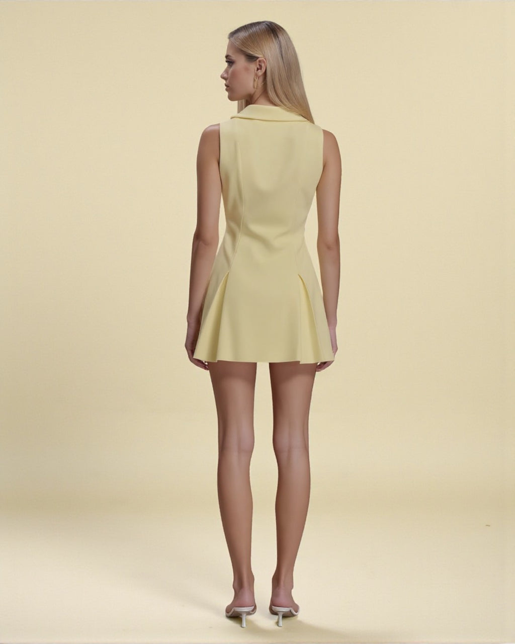 Yellow Cinched A-Line Mini Dress