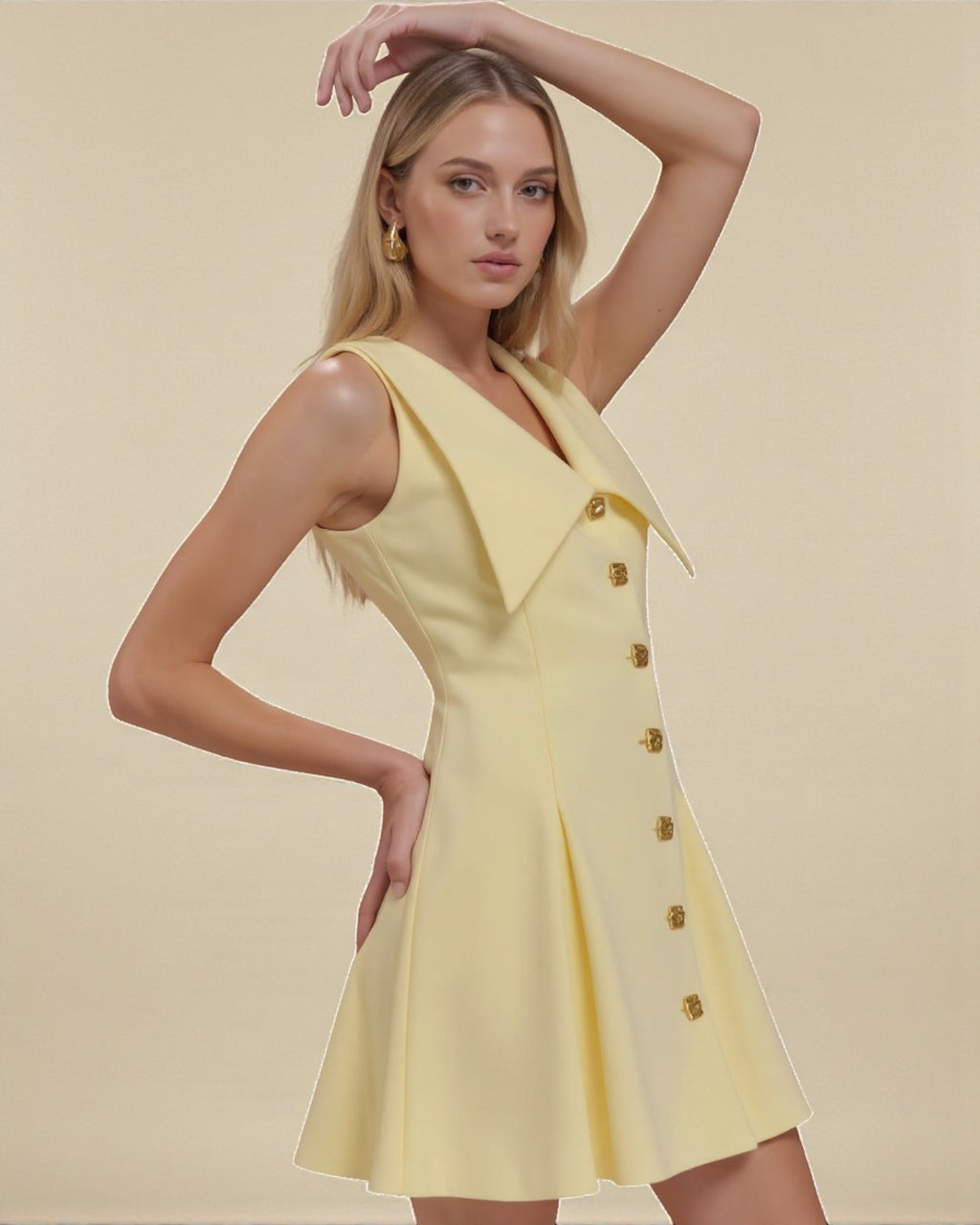 Yellow Cinched A-Line Mini Dress