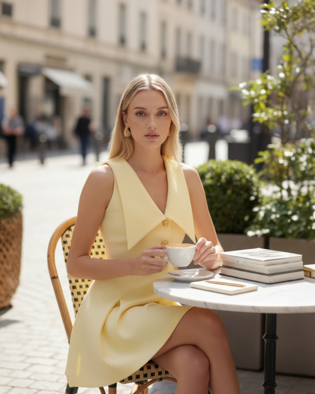 Yellow Cinched A-Line Mini Dress