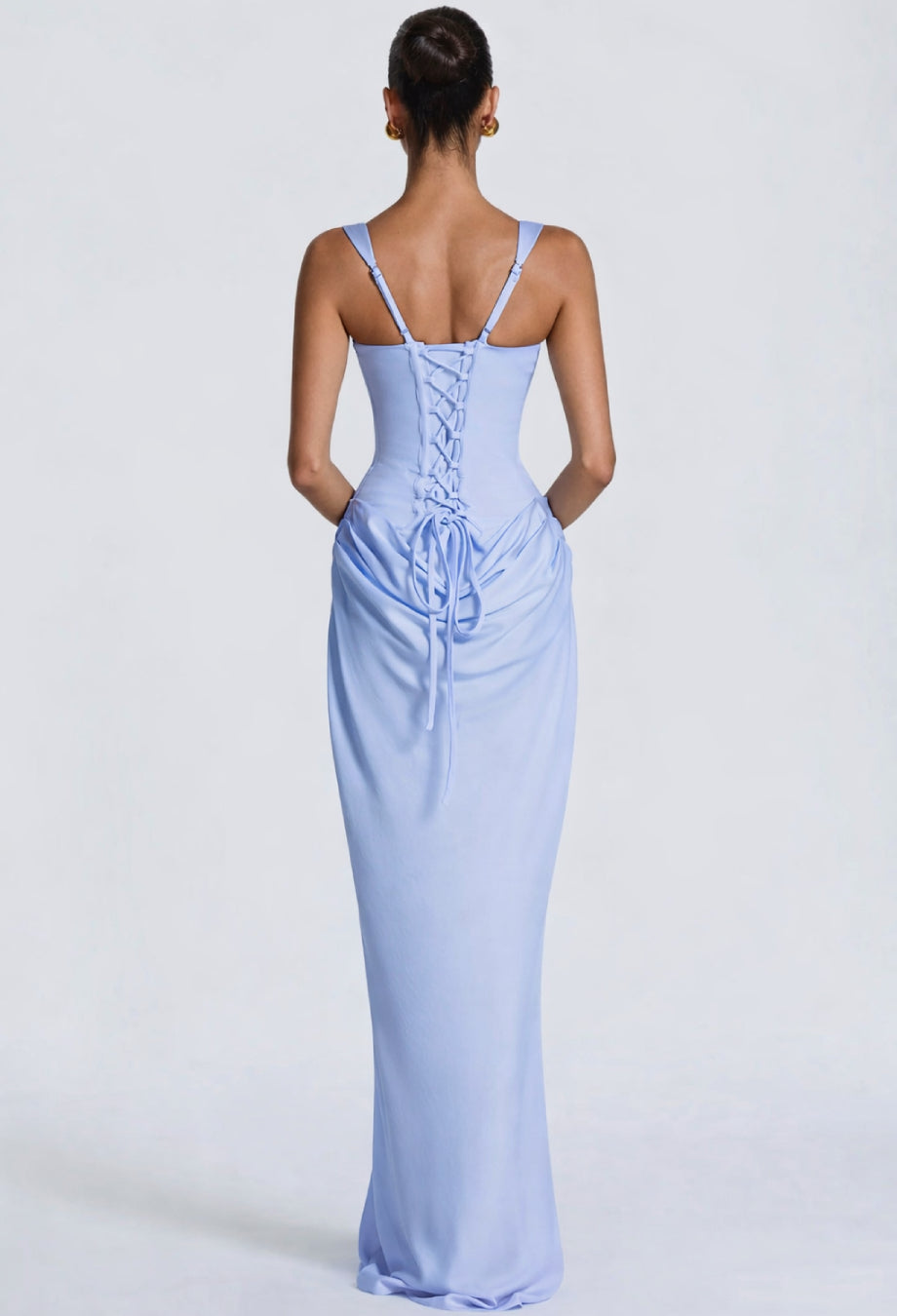 Yeona blue corset formal wedding guest maxi dress