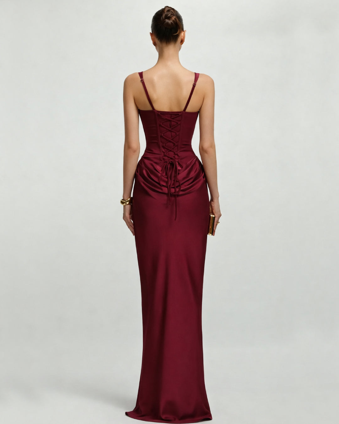 Yeona Burgundy Black-Tie Wedding Guest Maxi Dress M Yeona Burgundy Black-Tie Wedding Guest Maxi Dress M