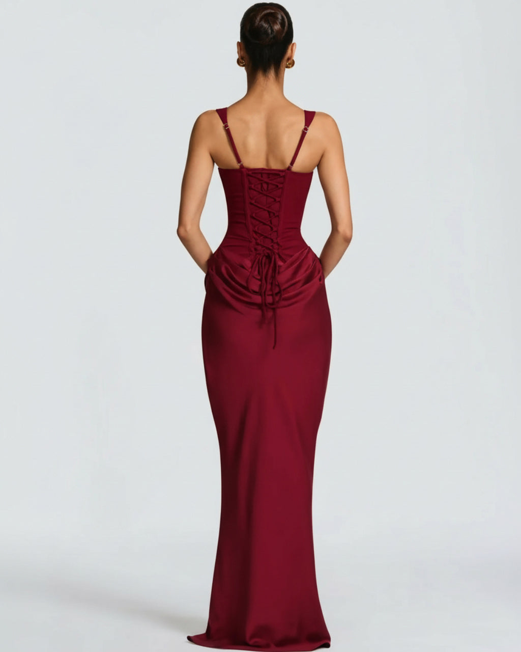 Yeona Maxi Dress in Burgundy, Evening Gown for Women, maxi evening gown​