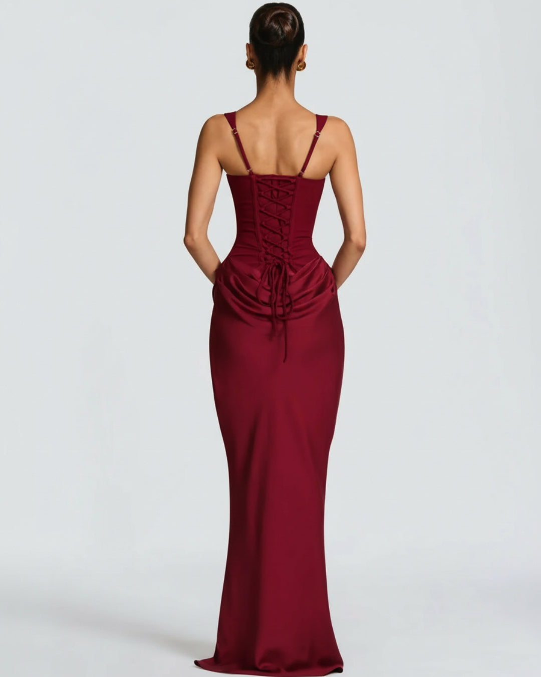 Yeona Maxi Dress in Burgundy, Evening Gown for Women, maxi evening gown​